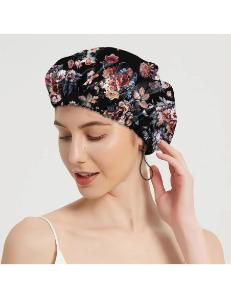 Gorro de Ducha Reutilizable BHAHB Doble Capa Ajustable Rosa