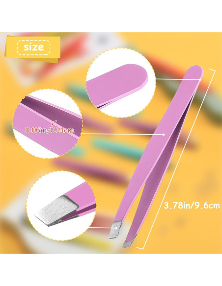 16 Pinzas de Cejas Inclinadas Maitys Acero Inoxidable Precisión