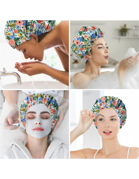 Gorro de Ducha Reutilizable BHAHB Doble Capa Ajustable Rosa