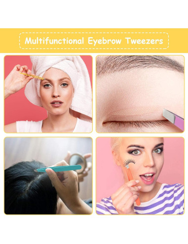 16 Pinzas de Cejas Inclinadas Maitys Acero Inoxidable Precisión