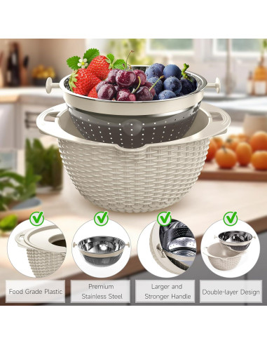 Juego de Colador 4 en 1 Balavina - Acero Inoxidable Beige