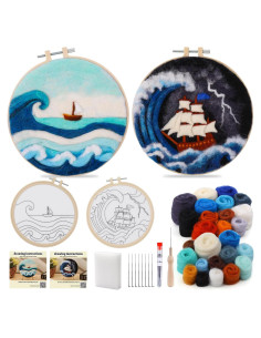 Kit de Fieltro de Aguja QMNNMA - Olas del Mar y Veleros