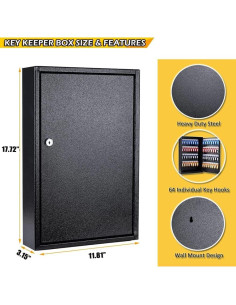 Caja de Llaves Montada en Pared Furnishh 64 Posiciones Negra 2