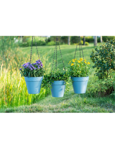Maceta Colgante Melphoe Azul 20 cm Autorriego y Drenaje