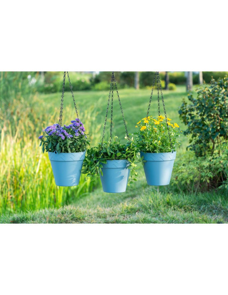 Maceta Colgante Melphoe Azul 20 cm Autorriego y Drenaje