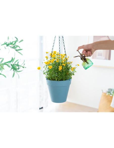 Maceta Colgante Melphoe Azul 20 cm Autorriego y Drenaje