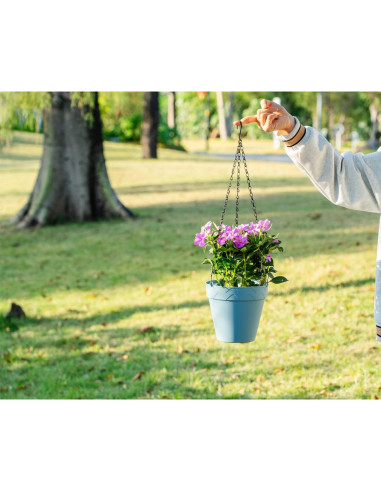 Maceta Colgante Melphoe Azul 20 cm Autorriego y Drenaje