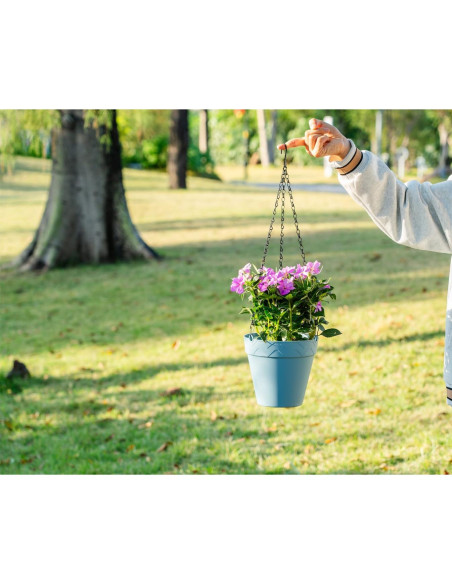 Maceta Colgante Melphoe Azul 20 cm Autorriego y Drenaje