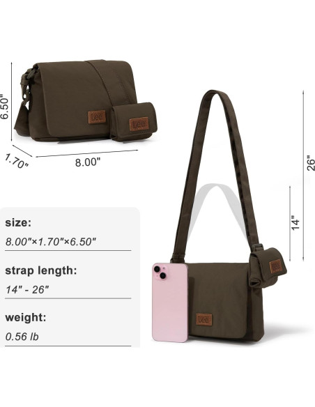 Bolsa Cruzada Mini Lee Verde Ejército Resistente al Agua