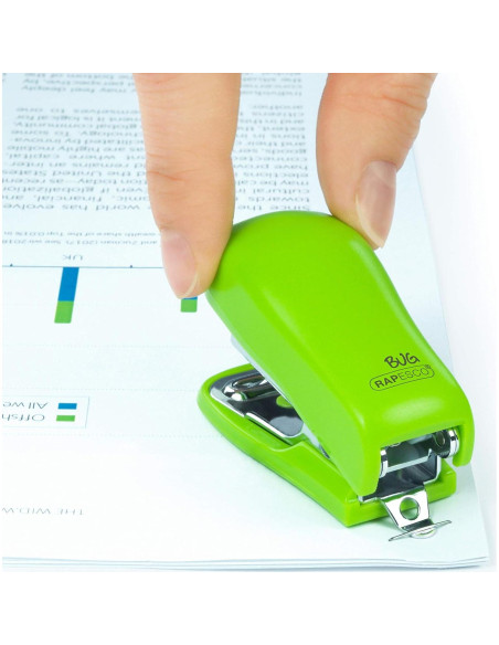 Grapadora Mini Bicho Rapesco Verde 12 Hojas con 1000 Grapas