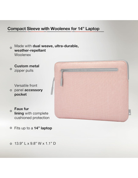 Funda Compacta Incase para Laptop 14" Rosa Blush - Ligera y Resistente
