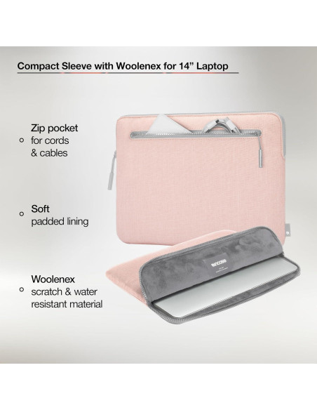Funda Compacta Incase para Laptop 14" Rosa Blush - Ligera y Resistente