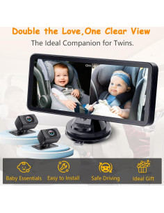 Cámara para Bebés en el Auto Yakry Y13 - Pantalla 6.9" HD 1080P 2