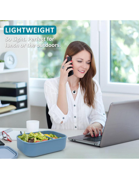 Caja Bento de Silicona Annaklin 32oz 2 Compartimentos Azul
