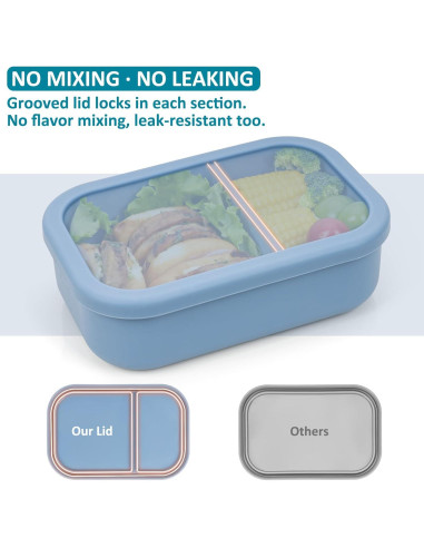Caja Bento de Silicona Annaklin 32oz 2 Compartimentos Azul