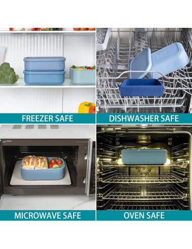 Caja Bento de Silicona Annaklin 32oz 2 Compartimentos Azul