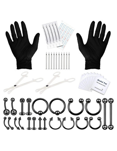 Kit de Piercing Corporal BodyJ4You 36PC - Acero Quirúrgico 14G 16G