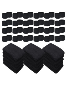 Lounsweer 72 Pulseras Deportivas Negras para Niños - Muñequera de Algodón