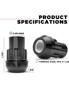 Bloqueos de Rueda Caballero Blanco 40600SBK M12x1.25 4 Paquete 2