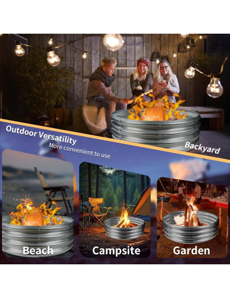 Anillo de Fuego YSEJOMP Redondo 91 cm Galvanizado Plata
