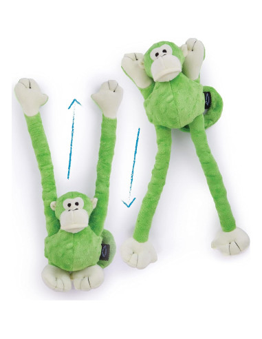 Juguete para Perros goDog Crazy Tugs Mono Plush Grande - Verde