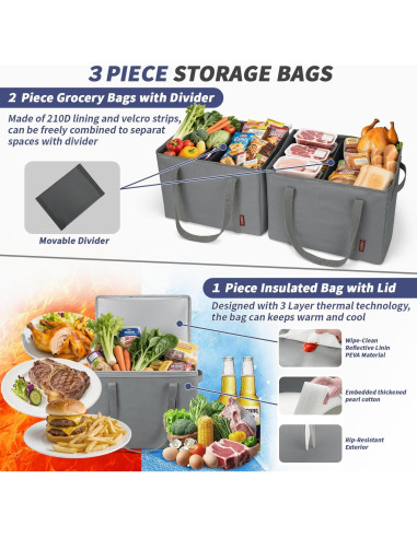 Bolsa de Compras Reutilizable ZOMFELT 3 Piezas con Aislante