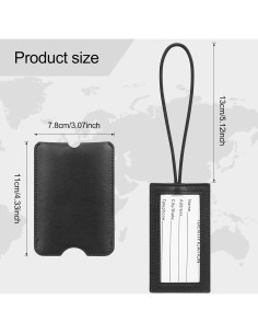 Etiqueta de Equipaje FYY - 2 Piezas de Cuero PU Negra 2