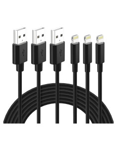 Cable Lightning MFi Nikolable 3Pack 3FT Carga Rápida Negro
