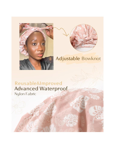 Gorro de Ducha Reutilizable Yanibest Rosa Impermeable Ajustable