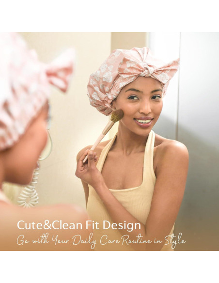 Gorro de Ducha Reutilizable Yanibest Rosa Impermeable Ajustable Gorro de Ducha Reutilizable Yanibest Rosa Impermeable Ajustable