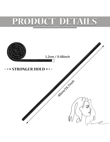 6 Sujetadores de Cabello Flexibles Hoteam para Dreadlocks Negros