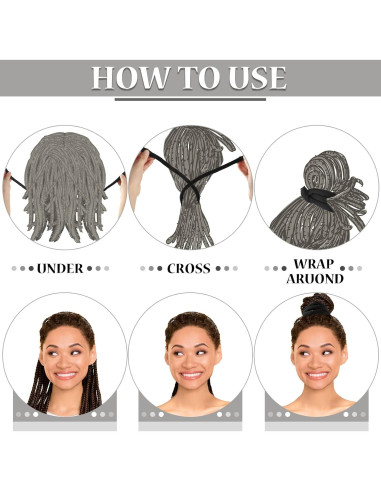 6 Sujetadores de Cabello Flexibles Hoteam para Dreadlocks Negros