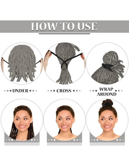 6 Sujetadores de Cabello Flexibles Hoteam para Dreadlocks Negros