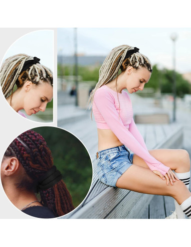 6 Sujetadores de Cabello Flexibles Hoteam para Dreadlocks Negros
