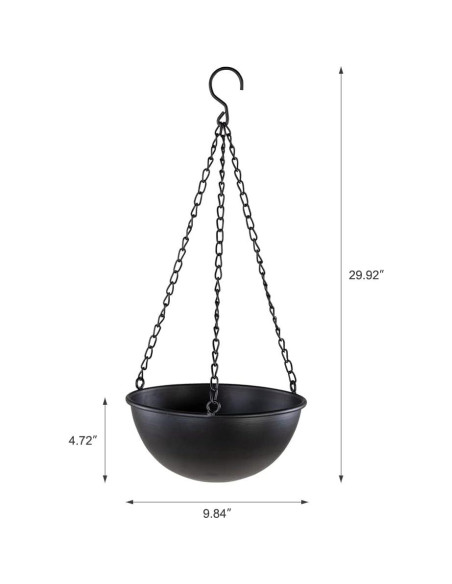 Maceta Colgante Sinolodo 25.4 cm Drenaje Metal Negra - 2 Piezas