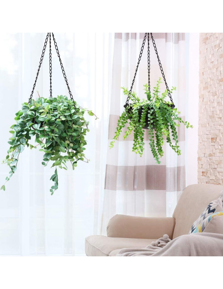 Maceta Colgante Sinolodo 25.4 cm Drenaje Metal Negra - 2 Piezas