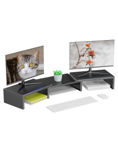 Soporte Doble para Monitor OUTIOE Negro, Elevador de Escritorio 101.6x22.9cm