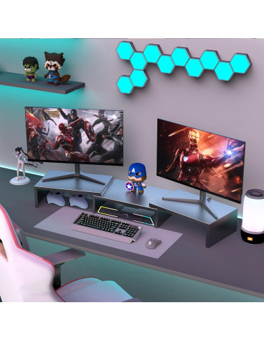 Soporte Doble para Monitor OUTIOE Negro, Elevador de Escritorio 101.6x22.9cm