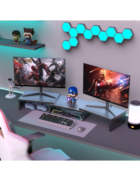 Soporte Doble para Monitor OUTIOE Negro, Elevador de Escritorio 101.6x22.9cm