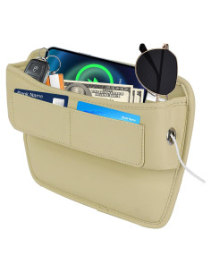 Organizador de Asiento Automotriz Hbxdeco Beige Cuero Universal