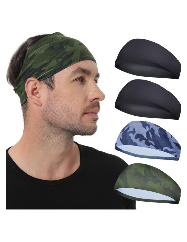 Cintas para la cabeza deportivas MARKEEP, 4 paquetes, absorción de sudor