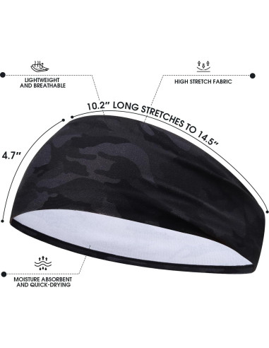 Cintas para la cabeza deportivas MARKEEP, 4 paquetes, absorción de sudor
