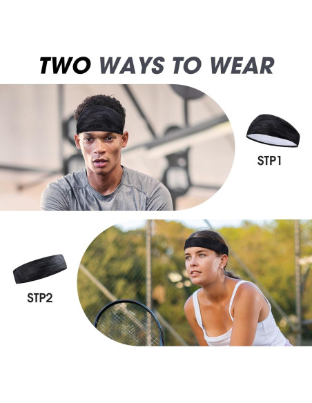 Cintas para la cabeza deportivas MARKEEP, 4 paquetes, absorción de sudor