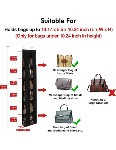 Organizador de Bolsos Sobre la Puerta Lirex, Negro, 169.5x32 cm
