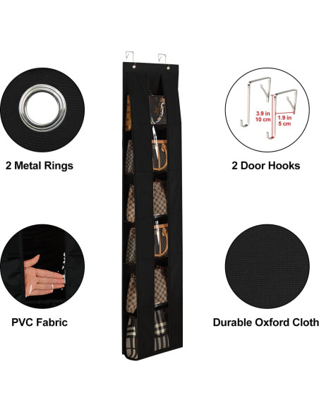 Organizador de Bolsos Sobre la Puerta Lirex, Negro, 169.5x32 cm