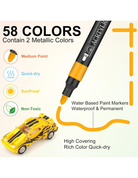 Set de 58 Marcadores de Pintura Acrílica NICETY 3mm Multicolor