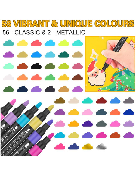 Set de 58 Marcadores de Pintura Acrílica NICETY 3mm Multicolor