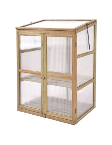 Invernadero Portátil de Madera Giantex 76x57 cm con Estantes Dobles