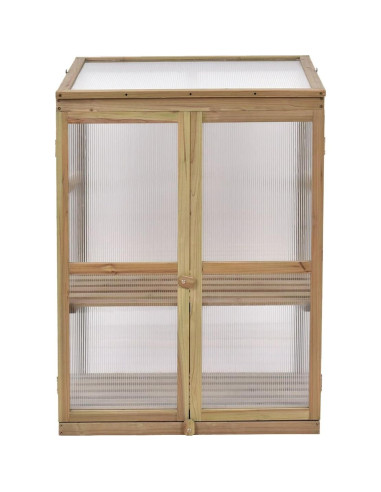 Invernadero Portátil de Madera Giantex 76x57 cm con Estantes Dobles