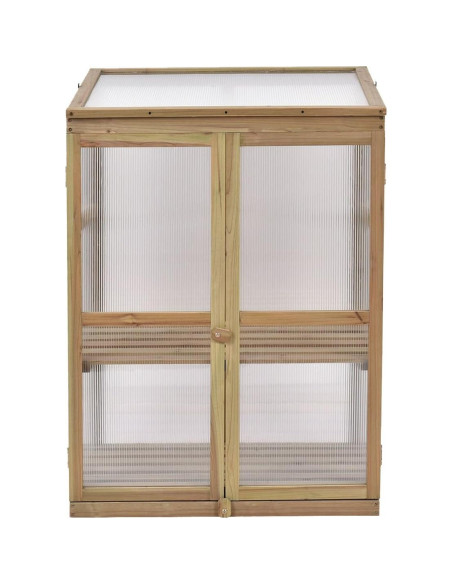 Invernadero Portátil de Madera Giantex 76x57 cm con Estantes Dobles
